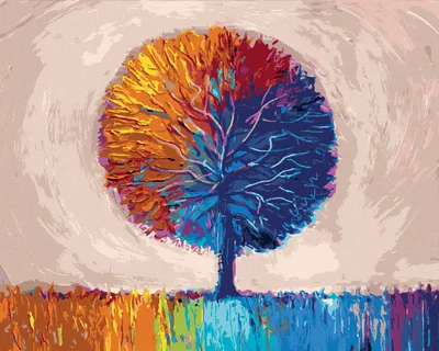 Produktbild von Diamondi - Diamond painting - FARBIGER BAUM, 40X50 cm, mit Keilrahmen (bereits gespannt)