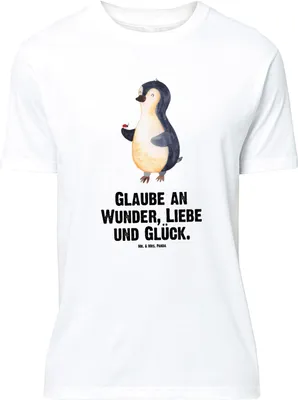 Produktbild von Mr. & Mrs. Panda Größe M T-Shirt Pinguin Marienkäfer - Weiß - Geschenk, Tshirt, Herren, Shirt, Liebe, mit Spruch, Aufmerksam, Kleine Wunder