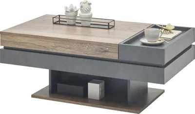 Zdjęcie produktu dla Couchtisch >Kathi< höhenverstellbar, flagstaff oak, matera - 110x43,5/67x60cm (BxHxT)