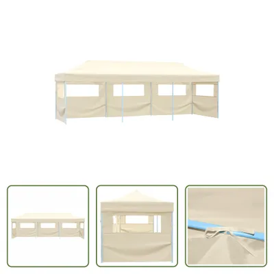 Immagine prodotto di The Living Store tenda pieghevole per feste pop-up con 5 pareti laterali 3 x 9 m crema