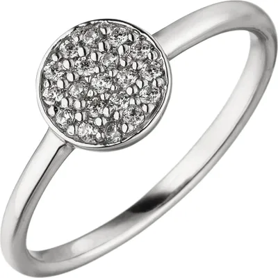 Produktbild von Ring Damenring mit Kreis 19 Zirkonia weiß 925 Silber Fingerring Fingerschmuck Innenumfang 50mm Ø15.9mm