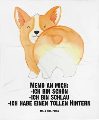 Produktbild von Mr. & Mrs. Panda Plaid Corgi Po - Weiß - Geschenk, Schmusedecke, Erstlingsdecke, Süß, Fleecedecke, Babydecke, Positiv, Spruch, Hund, Sprüche, Schlummerdecke, Achtsamkeit
