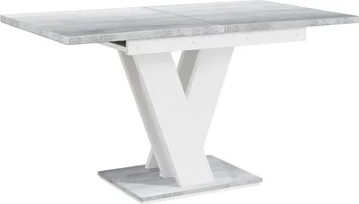 Produktbild von MEBLINI Esstisch Ausziehbar - Esszimmertisch Modern - Küchentisch - Säulentisch - Ausziehtisch - Dining Table - Esszimmertische - 120-160x80x75cm - MASIV - Weiß Matt/Betonoptik