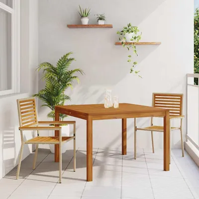 Image de Maison Exclusive - Ensemble de jardin pour 3 personnes, en bois d'acacia massif, couleur beige