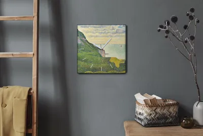 Produktbild von Coloray Hodiny Unikátní 30x30 cm  Tiché hodiny Pro obývací pokoj a kuchyň Nástěnné hodiny Plátno Bílé ručičky hodin - Bayová vodní příroda