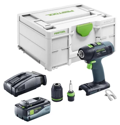 Image de Festool T 18+3 Basic Perceuse-visseuse sans fil 18 V 50 Nm Brushless + 1x batterie 8,0 Ah + chargeur rapide + Systainer