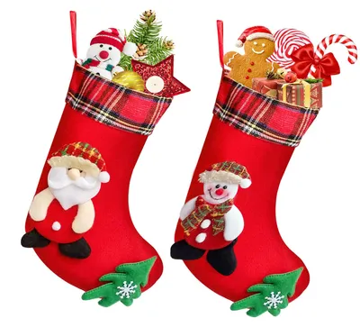 Weihnachtsstrümpfe 2er-Set, Filz, 31 cm, rot/grün/weiß