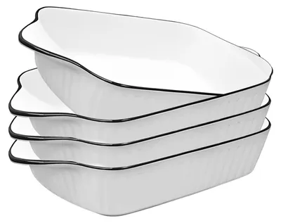 Productafbeelding van Ovenschaalvormen, keramiek, 26,5 cm, 4 stuks, met handgrepen, geschikt voor de oven