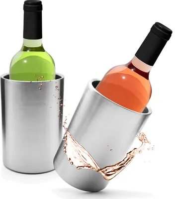 Produktbild von BigDean 2er Set Weinkühler aus doppelwandigem Edelstahl – Flaschenkühler für Wein & Champagner – Sektkühler mit langer Kühldauer