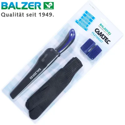 Produktbild von Balzer Filetier Set - Filetiermesser + Filetierhandschuh + Schärfer