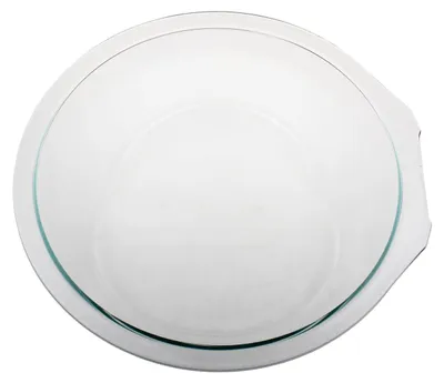 A clear glass bowl on a white background.