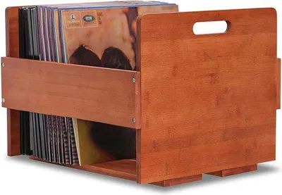 Produktbild von Famanu Plattenständer aus Holz - Platz für 80 LPs oder CDs - dunkelbraun