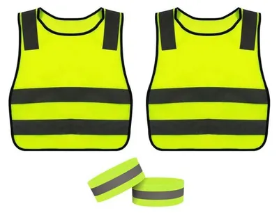 Produktbild von Warnweste Kinder 2er Set mit Reflektierenden Armbändern Grün Polyester