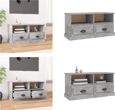 Produktbild von vidaXL TV Schrank Betongrau 93x35,5x45 cm Holzwerkstoff - TV-Schrank - TV-Schränke - TV-Möbel - TV-Ständer