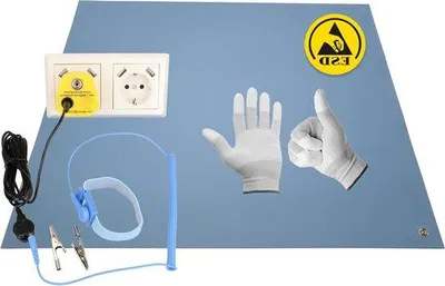 Image de Tapis de travail électronique - Tapis antistatique ESD - 40 x 30 cm - Bleu