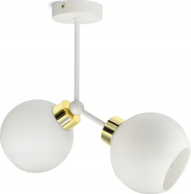 Obrázek produktu pro LUXOLAR - Led stropní svítidlo - Stropní svítidlo 2 plameny bílé E27 60W - Závěsné svítidlo do obývacího pokoje, kuchyně - Bílé skleněné koule