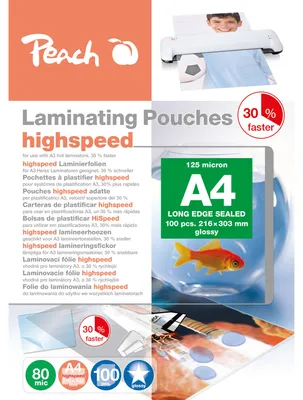 Image de Peach 510971 Peach Laminierfolien A4 80 mic express 100Stk. HighSpeed
