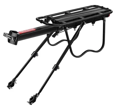 Image de Porte-bagages pour VTT, réglable pour des roues de 24 à 29 pouces, en aluminium, charge maximale de 100 kg, avec catadioptre