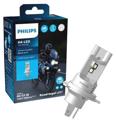 Productafbeelding van Philips Ultinon Pro6000 Boost H4 LED-lamp, 12V, 18W, 5800K, motor, voetstuk P43t-38.