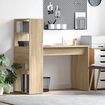 Immagine prodotto di Maison Exclusive - Scrivania in legno impiallacciato effetto Sonoma, dimensioni 113 x 54 x 120 cm