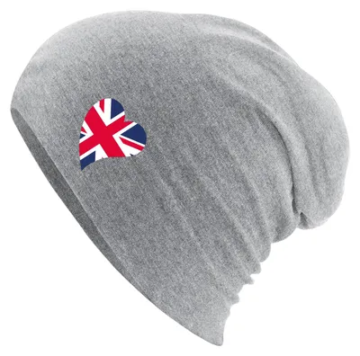 Produktbild von Huuraa Beanie England Flagge Herz Heather Grey One Size Baumwolle und Elasthan Mütze Geschenkidee