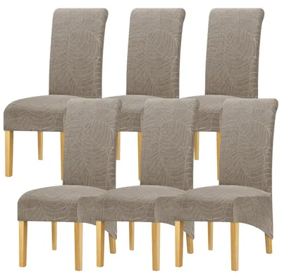 Image de Housses stretch pour chaises de salle à manger - Ensemble de 6 (beige)