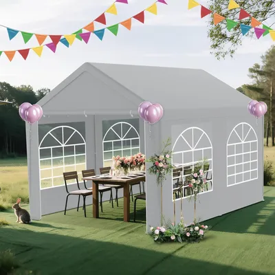 Obrázek produktu pro Stan na party – zahradní stan – pavilon – stan na oslavy – zahradní pavilon – 4x8 metrů – voděodolná plachta z PE, 170 g/m²