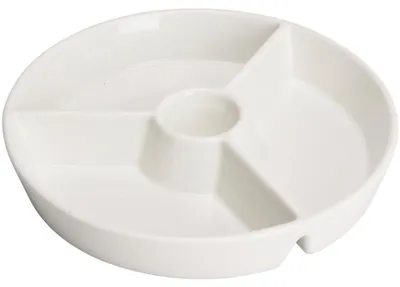 Zdjęcie produktu dla Talerz na przekąski porcelanowy biały dzielony 19 cm
