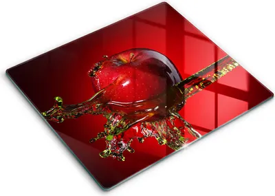 Produktbild von Glasschneideplatte - Herdabdeckplatte - 60x52 - Schneidebrett - Spritzschutz - Apfelfrucht in Wasser