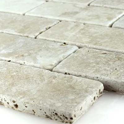 Produktbild von Travertin Mosaikfliese Bugio Chiaro Brick