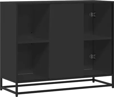 Image de Buffet noir 92x35x76 cm bois d’ingénierie