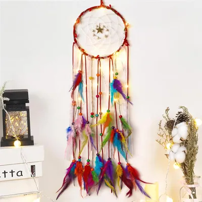 Dromenvanger, handgefertigt, bunt, 15,5 cm, Wanddekoration