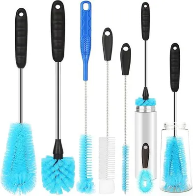 Produktbild von Famanu Flaschenbürsten Set 6-teilig - lange Stiele aus Edelstahl