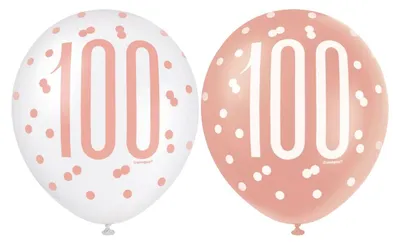 Produktbild von 6 Luftballons roségold Zahl 100