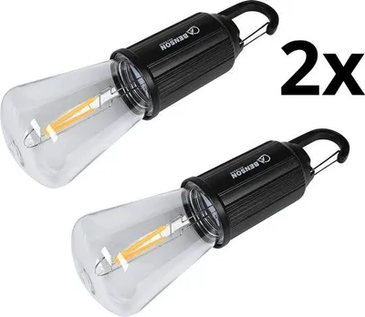 Immagine prodotto di Set di 2 lampade da campeggio a LED con 3 modalità di illuminazione - Lampada a LED ricaricabile per tenda, emergenze, escursioni
