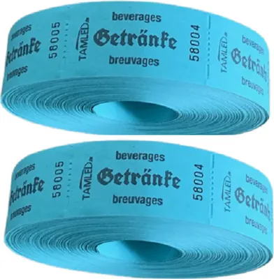 Produktbild von Bonrollen GETRÄNKE blau dreisprachig 2 Rollen je 1000 Abrisse perforiert