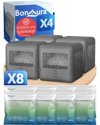 Productafbeelding van Luchtontvochtiger Ontvochtiger Vochtvreter - 40 m² - 600 ml - Zonder stroom - Met granulaat 8 x 400 g