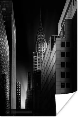 Produktbild von MuchoWow® Poster New York bei Nacht in Schwarz und Weiß 40x60 cm - Plakate für die Wand - Poster Babyzimmer