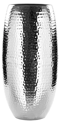 Produktbild von FINK Vase AFRICA - große Blumenvase aus Eisen vernickelt, gehämmert, silberfarben, H 40 cm - Metallvase Wohnzimmer