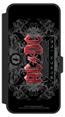 Produktbild von NIVOCASE Klapphülle für Samsung Galaxy A37 5G  Handyhülle aus Kunst Leder NIVOflip schwarz ACDC Black Ice Fanartikel