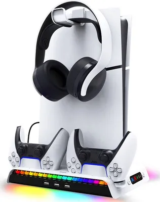 Zdjęcie produktu dla stacja ładująca ipega p5s006 rgb do Playstation 5 SLIM - biała (PS5)