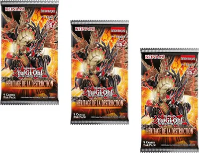 Image de Yu-Gi-Oh!, lot de 3 boosters « Heritage of Destruction », cartes multicolores