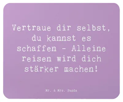 Produktbild von Mr. & Mrs. Panda Mouse Pad Spruch Alleine Reisen unternehmen - Lavendeltraum - Geschenk, Abenteuer, Mousepad, Unterstützung, laptop mauspad, Vertrauem, Welt erkunden
