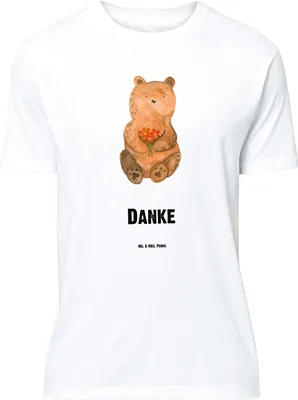 Produktbild von Mr. & Mrs. Panda Größe XL T-Shirt Bär Dankbar - Weiß - Geschenk, Danke, Blumen, Tshirt, mit Spruch, Shirt, Teddy, Dankeschön