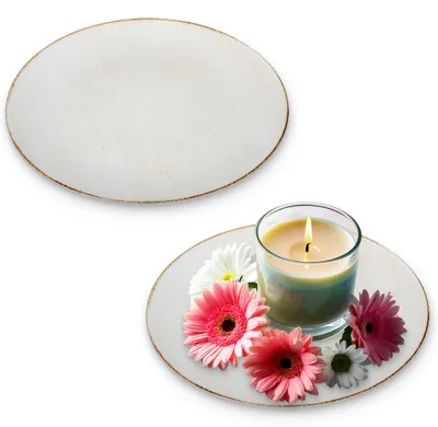 Imagen del producto de Juego de dos platos decorativos de 33 cm, color crema-marrón, para uso interior y exterior