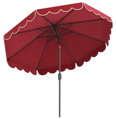 Produktbild von KOMFOTTEU Sonnenschirm 300 cm mit Kurbel & Volant, Gartenschirm 35°knickbar, Terrassenschirm mit 8 Rippen, Marktschirm für Garten, Terrasse & Strand