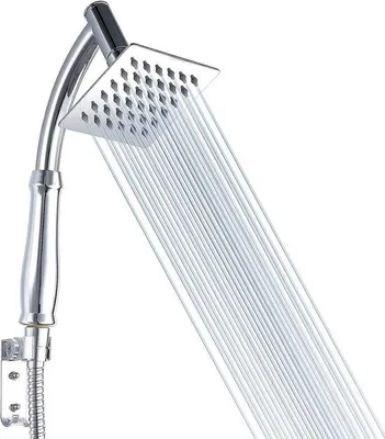 Produktbild von Famanu Regenduschekopf mit Handdusche und Verlängerungsarm - Hochdruck Edelstahl, Chrom