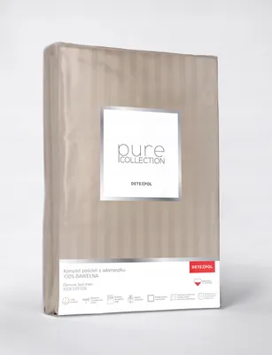 Produktbild von Satin Bettwäsche 160x200 glatt mit Premium Streifen, Dunkelbeige Taupe