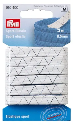 Sportelastik 8,5 mm, weiß, 5 m – geflochtenes elastisches Band