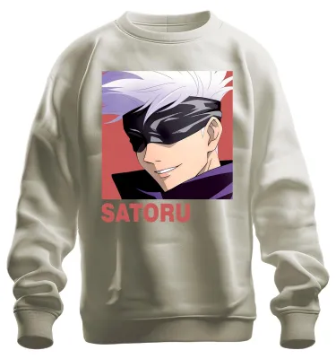 Imagen del producto de Satoru Gojo, Jujutsu Kaisen, antifaz, estética anime, sudadera con cuello redondo, regalo para fans, uni, color natural, talla M